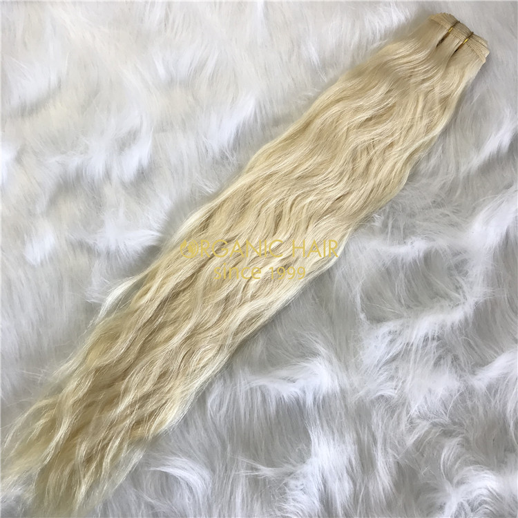 Human full cuticle machine wefts blonde natural wave X205
